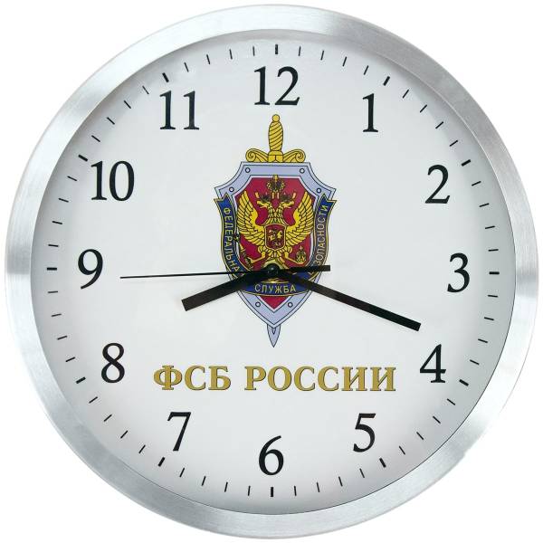 Часы настенные с символикой ФСБ России D-30 металл серебристые (4102177) - HAKKI