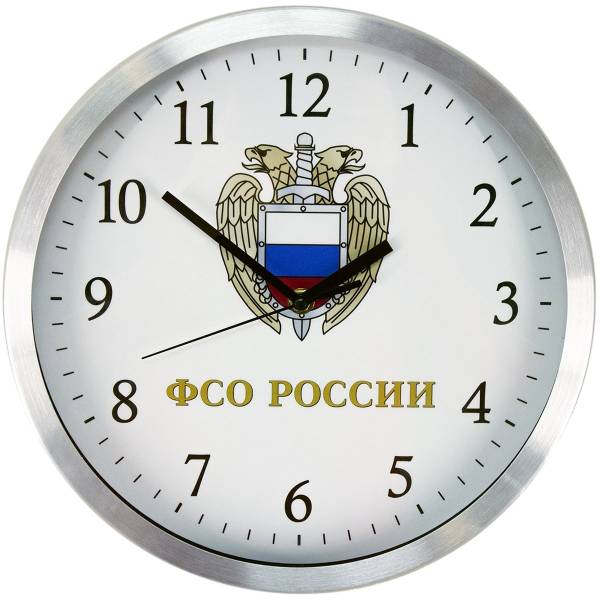 Часы настенные с символикой ФСО России D-30 металл серебристые (4102178) - HAKKI