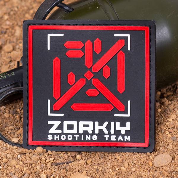 Нашивка ( шеврон патч patch ) тактическая ZORKIY SHOOTING TEAM 3D PVC ( пластизоль ) на липучке 7х7 черная (2504193) - HAKKI