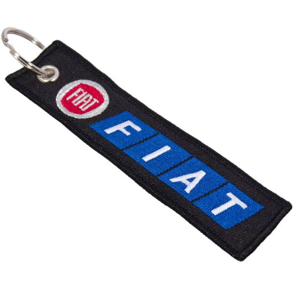 Брелок автомобильный марка FIAT ( ФИАТ ) вышитый полоса ( лента ) 13х3 черный (4402969) - HAKKI