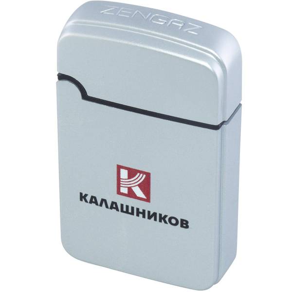Зажигалка КАЛАШНИКОВ Zengaz Олимп газовая с логотипом серебристая (4403183) - HAKKI