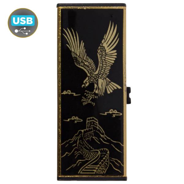 Зажигалка  электронная Орел с зарядкой от USB черная (4403351) - HAKKI
