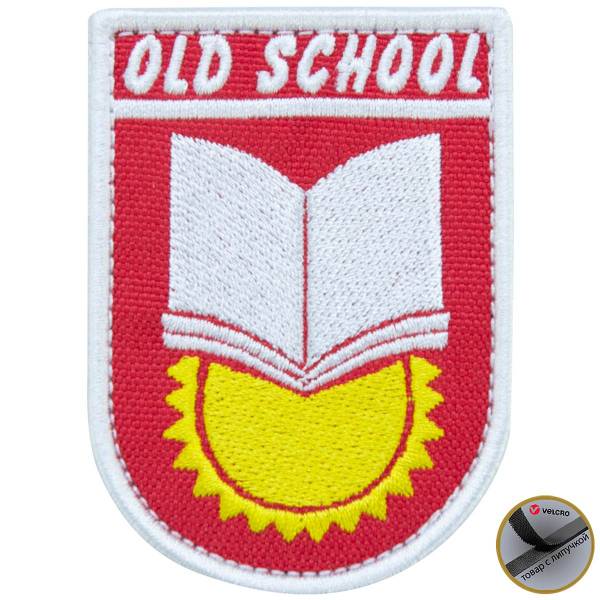 Нашивка ( шеврон патч patch ) тактическая OLD SCHOOL вышитая на липуче 8х5,5 красная (2509158) - HAKKI