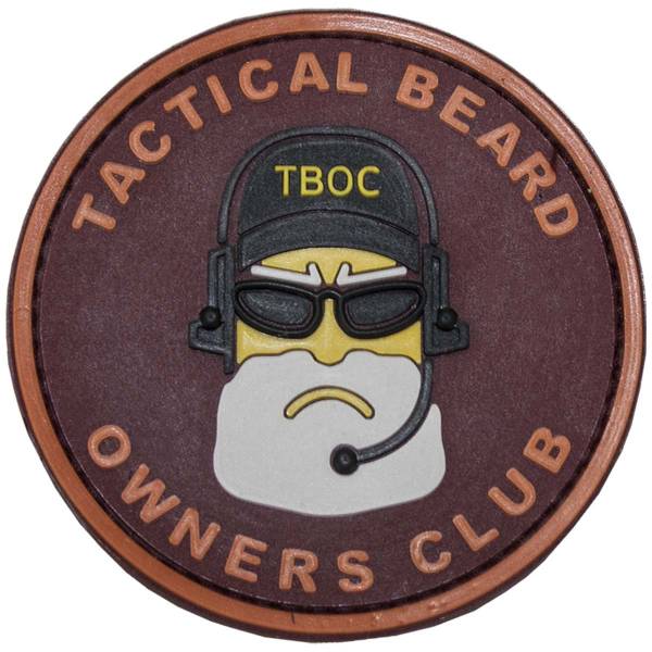 Нашивка ( шеврон патч patch ) тактическая TACTICAL BEARD OWNERS CLUB ( TBOC ) 3D PVC ( пластизоль ) на липучке D-6,5  красная (2504141) - HAKKI