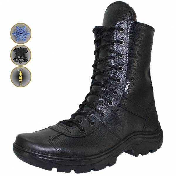 Ботинки с высоким берцем ( берцы ) Альпинист ( Alpine ) Crosser 756/73 зимние на молнии черные (1502833) - HAKKI