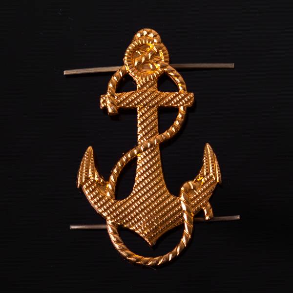 Эмблема ( знак ) петличная ( петлица ) Якорь 43 мм золотистая (2102995) - HAKKI