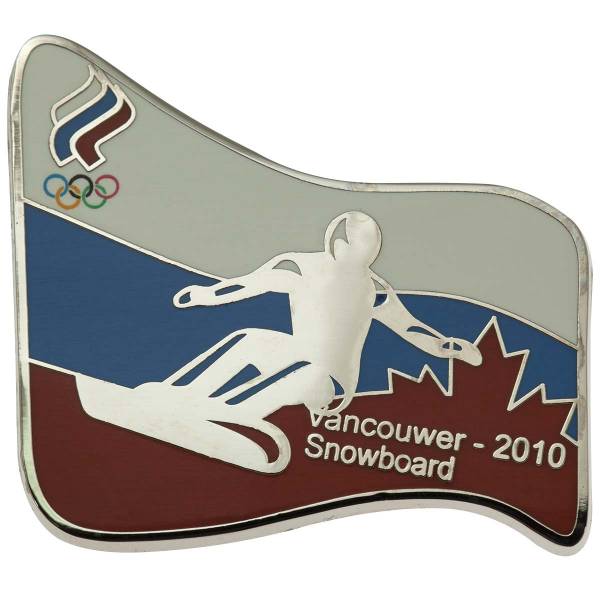 Значок ( знак ) олимпийский Ванкувер / Vancouwer 2010 команда России Сноуборд / Snowboard коллекционный на пимсе (2308041) - HAKKI
