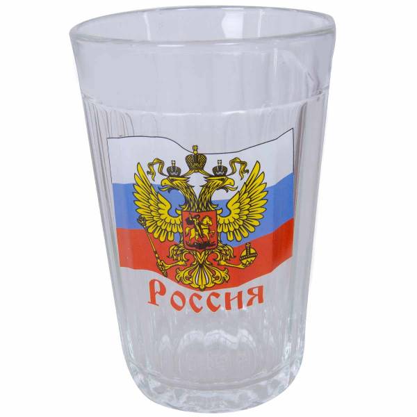 Стакан граненый с символикой Герб России ( триколор ) (4609072) - HAKKI