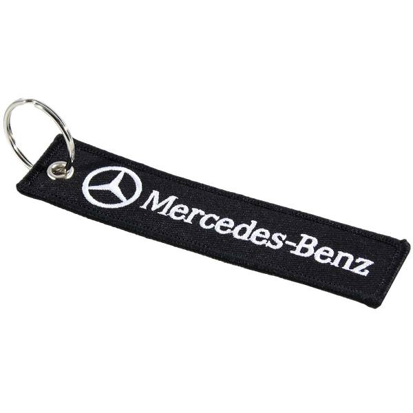 Брелок автомобильный марка MERCEDES-BENZ ( МЕРСЕДЕС-БЕНЗ) вышитый полоса ( лента ) 13х3 черный (4402982) - HAKKI