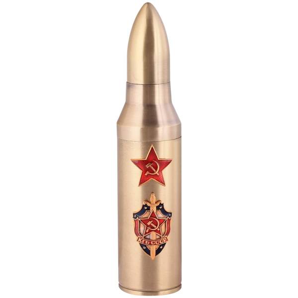 Зажигалка Снаряд настольная с пепельницей с символикой КГБ СССР / звезда СССР золотистая (4403055) - HAKKI