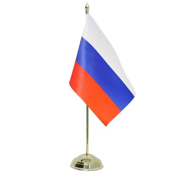 Подставка ( флагшток ) настольная для 1 флага 15х22 330 мм пластик золотистая (4707008)  - HAKKI