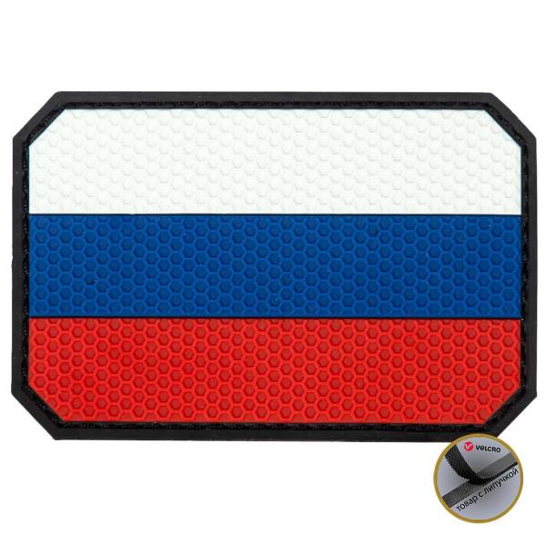 Нашивка ( шеврон патч patch ) тактическая флаг RUSSIA / РОССИЯ ( триколор ) 3D PVC ( пластизоль ) на липучке 9х6 триколор (2504807) - HAKKI