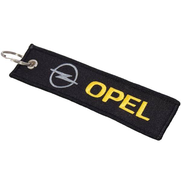 Брелок автомобильный марка OPEL ( ОПЕЛЬ ) вышитый полоса ( лента ) 13х3 черный (4402966) - HAKKI