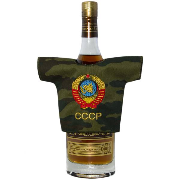 Рубашка ( чехол ) сувенирная Герб СССР на бутылку флора зеленая (4405014) - HAKKI
