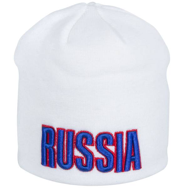 Шапка вязаная Russia на флисе (белая) (1409014) - HAKKI