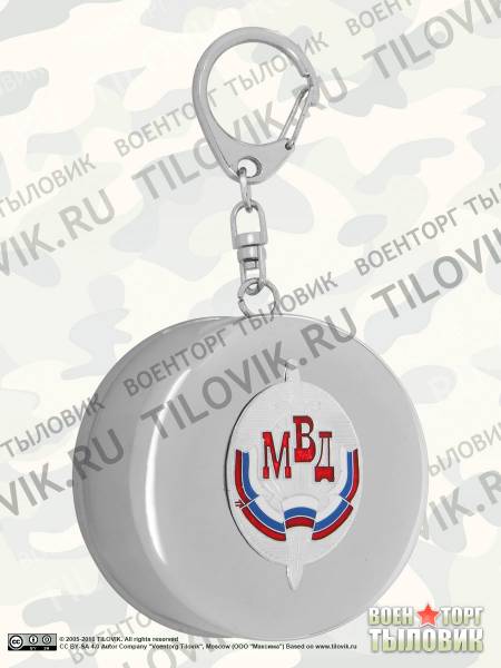 Стопка ( рюмка ) с символикой МВД ( Министерство внутренних дел ) России триколор складная 120 мл серебристая (4630102) - HAKKI