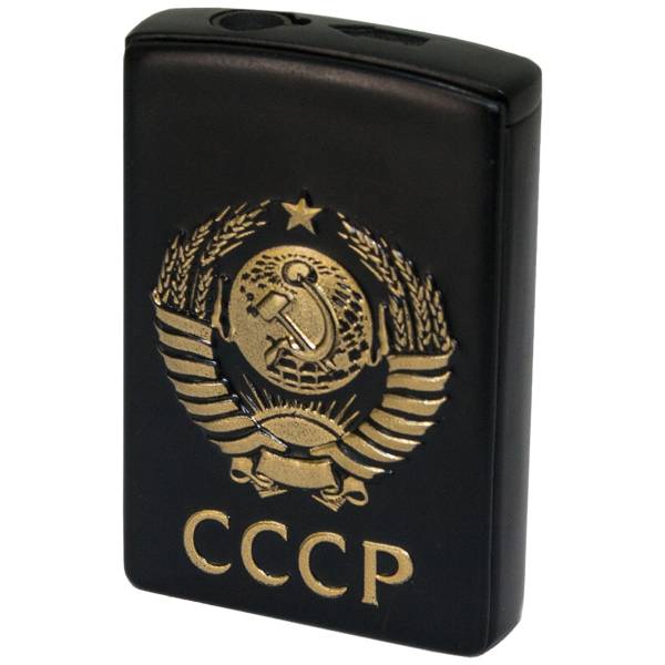 Зажигалка газовая с символикой Герб СССР черная (4403937) - HAKKI