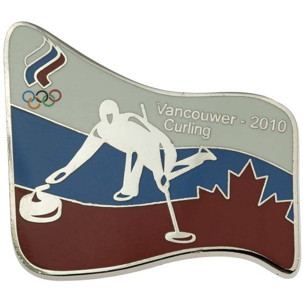 Значок ( знак ) олимпийский Ванкувер / Vancouwer 2010 команда России Керлинг / Curling коллекционный на пимсе (2308045) - HAKKI