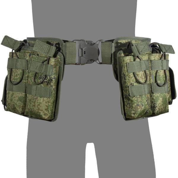 Пояс ( ремень ) Азимут ( Azimut ) тактический с подсумками ПТ-2+ с системой MOLLE камуфлированный цифра зеленая (3213976) - HAKKI
