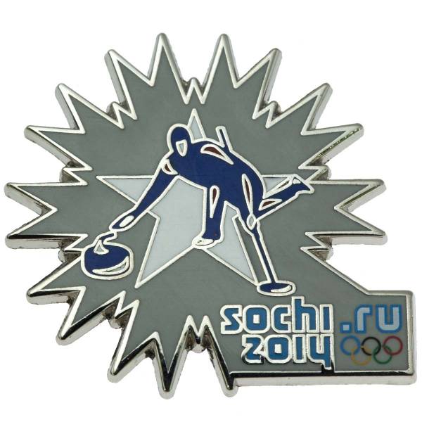 Значок ( знак ) олимпийский Сочи / Sochi 2014 команда России Керлинг / Curling коллекционный на пимсе (2308009) - HAKKI
