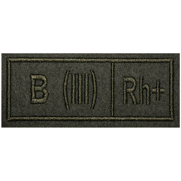 Нашивка ( шеврон ) на грудь полевая Группа крови B (III) Rh+ полоса 10х4 вышитая оливковая (2501971) - HAKKI
