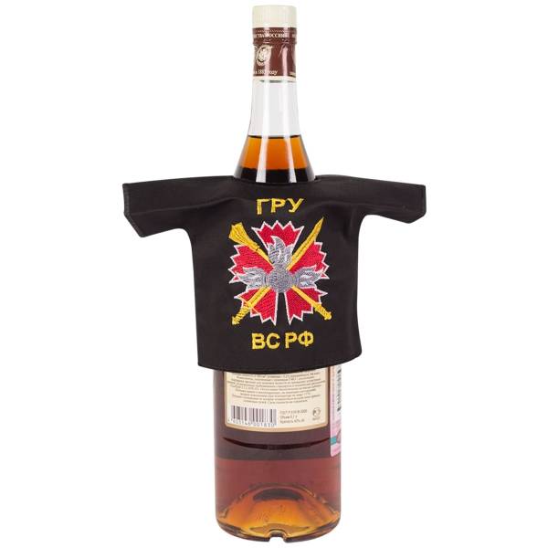Рубашка ( чехол ) сувенирная ГРУ ГШ ВС РФ на бутылку черная (4405032) - HAKKI