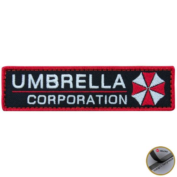 Нашивка ( шеврон патч patch ) тактическая UMBRELLA CORPORATION вышитая полоса на липуче 12х3 красная (2509085) - HAKKI
