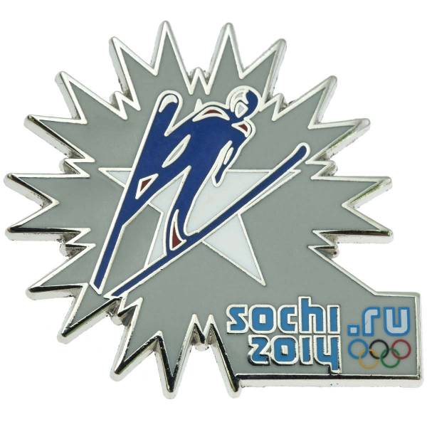 Значок ( знак ) олимпийский Сочи / Sochi 2014 команда России Прыжки с трамплина / jumping коллекционный на пимсе (2308008) - HAKKI