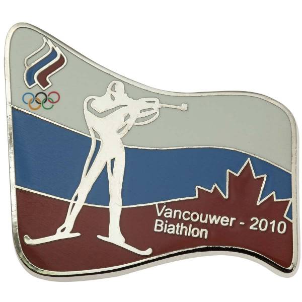 Значок ( знак ) олимпийский Ванкувер / Vancouwer 2010 команда России Биатлон / Biathlon коллекционный на пимсе (2308048) - HAKKI