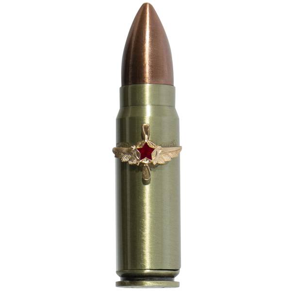 Зажигалка патрон с символикой ВВС СССР малая газовая золотистая (4403936) - HAKKI