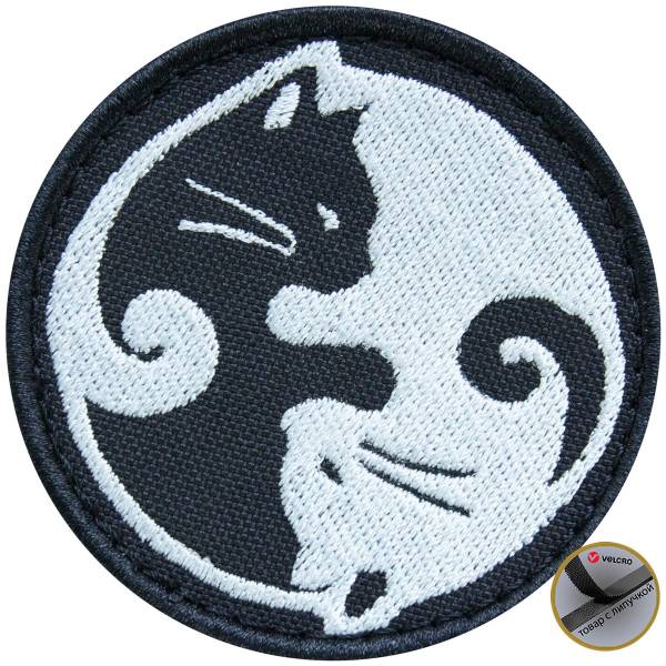 Нашивка ( шеврон патч patch ) тактическая Котоянь вышитая на липучке D-7 черная (2509043) - HAKKI
