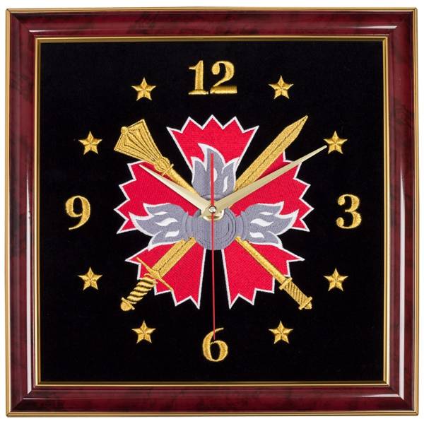 Часы настенные ГРУ ГШ ВС РФ вышитые на бархате 35х35 (4102002) - HAKKI