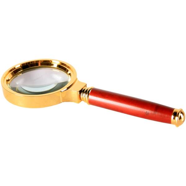 Лупа ( стекло увеличительное ) Magnifier с деревянной ручкой 60 мм золотистая (4310002) - HAKKI