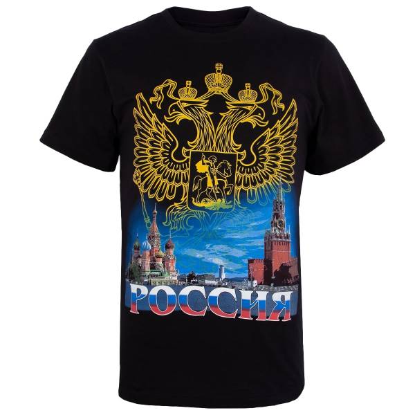 Футболка с символикой Герб ( орел ) России / Россия черная (1208728) - HAKKI