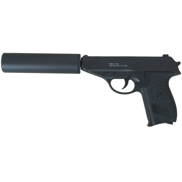 Пистолет GALAXY пневматический страйкбольный Walther PPS с глушителем магазин 8 шт калибр 6 мм (3219051) - HAKKI