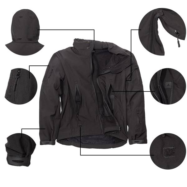 Куртка TAC SoftShell тактическая демисезонная ветровлагозащитная мембрана черная (1105942) - ВОЕНТОРГ ТЫЛОВИК