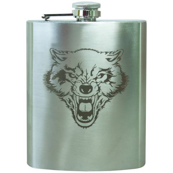 Фляга подарочная с гравировкой Волк 8 OZ-240 мл серебристая (4608106) - HAKKI