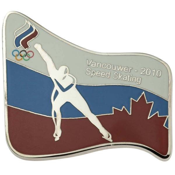 Значок ( знак ) олимпийский Ванкувер / Vancouwer 2010 команда России Скоростной бег на коньках / Speed Skating коллекционный на пимсе (2308043) - HAKKI