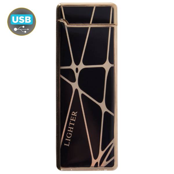 Зажигалка Lighter электронная с зарядкой от USB черно-золотистая (4403311) - HAKKI