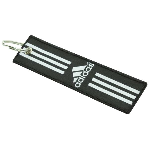 Брелок с символикой ADIDAS ( АДИДАС ) вышитый полоса ( лента ) 13х3 черный (4402273) - HAKKI