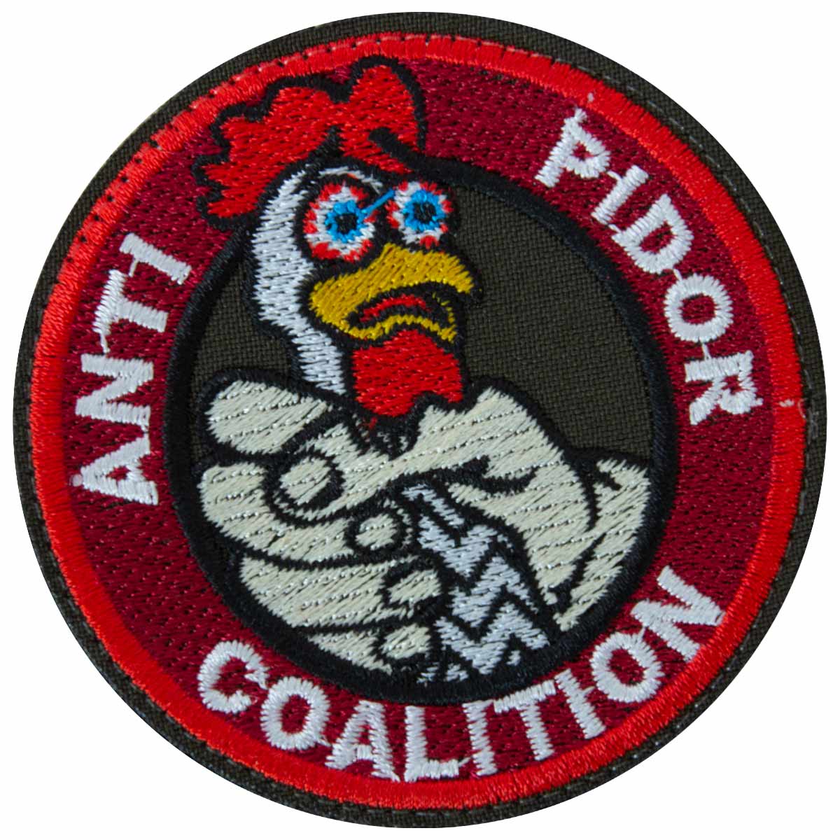 Нашивка ( шеврон патч patch ) тактическая Anti pidor coalition вышитая на липучке D-7.5 красная (2509231) - HAKKI