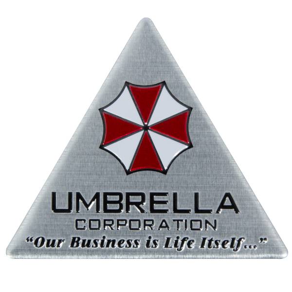 Шильдик ( наклейка шильд ) на авто UMBRELLA CORPORATION Our Business if Life Itself серебристый (12017807)