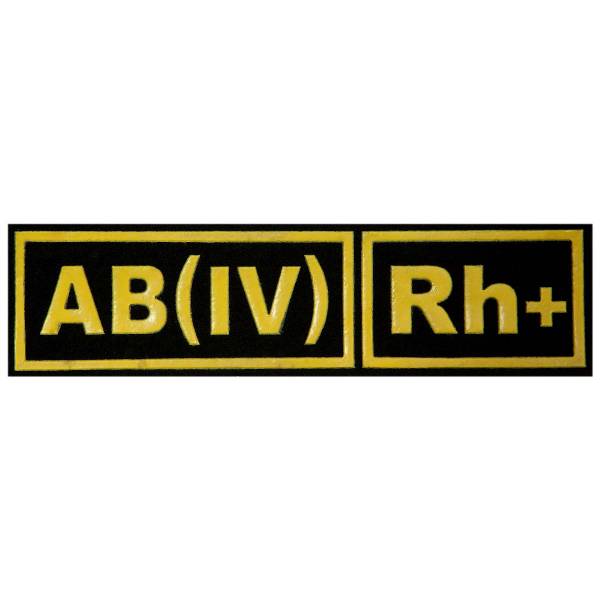Нашивка ( шеврон ) на грудь Группа крови AB(IV) Rh+ 12,5х3,5 пластизолевая черная (2501991) - HAKKI