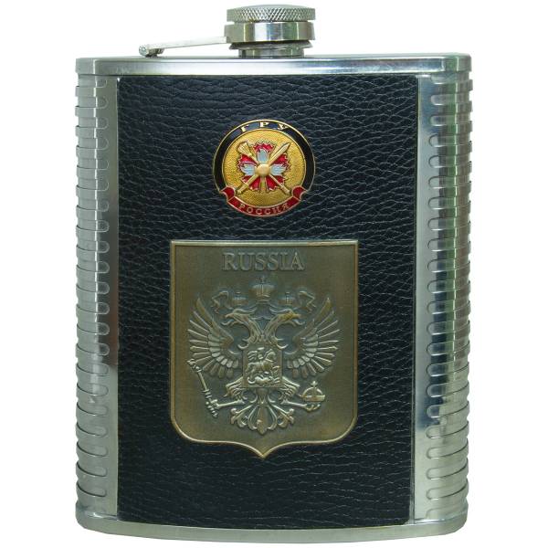 Фляга подарочная ГРУ ГШ ВС РФ 20 OZ-600 мл черная (4608115) - HAKKI
