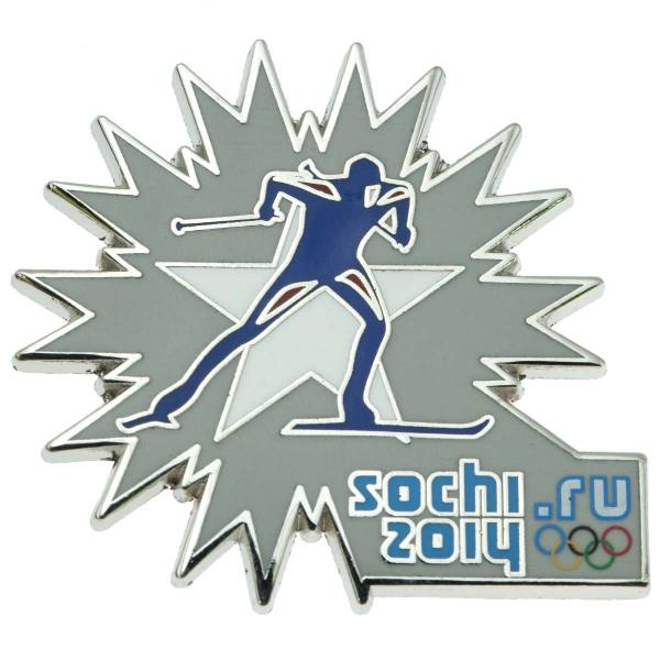 Значок ( знак ) олимпийский Сочи / Sochi 2014 команда России Лыжные гонки / Ski race коллекционный на пимсе (2308013) - HAKKI