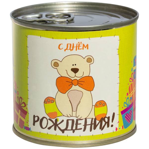 Носки в банке консервированные подарочные женские С Днем Рождения! ( мишка ) (4807114) - HAKKI