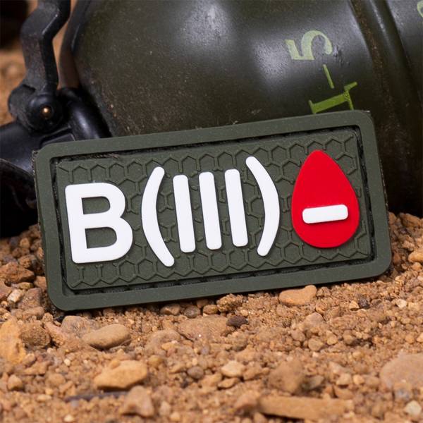 Нашивка ( шеврон патч patch ) тактическая Группа крови B ( III ) Rh - 3D PVC ( пластизоль ) на липучке 5х2,5 оливковая (2504296)  - HAKKI
