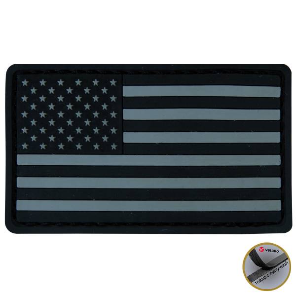 Нашивка ( шеврон патч patch ) тактическая флаг USA США 3D PVC ( пластизоль ) на липучке 7,5х4,5 черная (2504259) - HAKKI