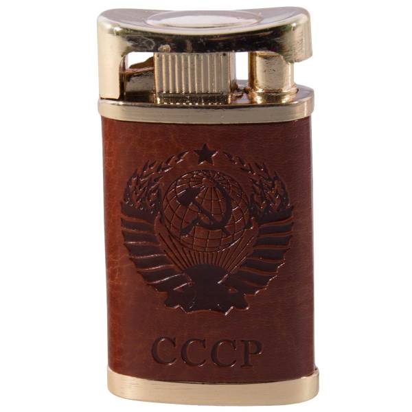 Зажигалка газовая с символикой Герб СССР коричневая (4403357) - HAKKI
