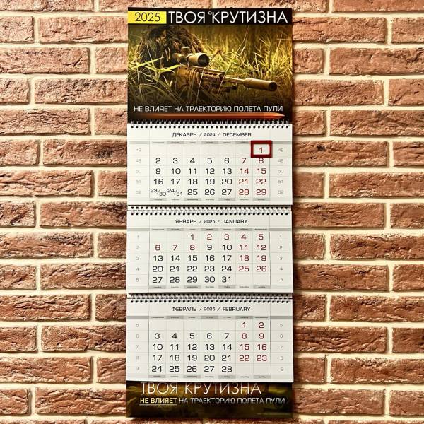 Календарь настенный Твоя КРУТИЗНА не влияет на траекторию полета пули на 2025 год квартальный (4303117) - HAKKI